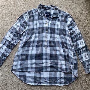 Babydoll Plaid Flannel Popover Shirt